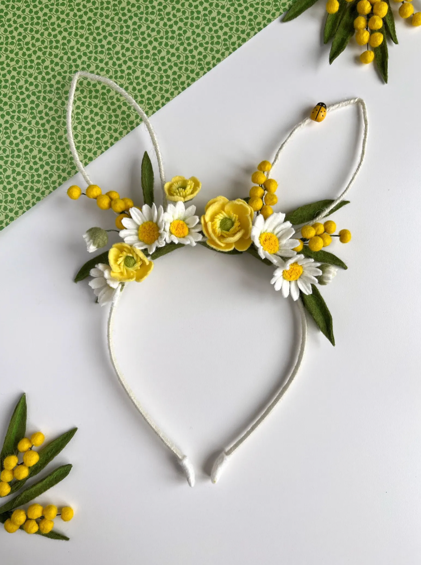 Floral Bunny Ear Headband